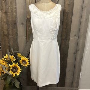 Forever Yours Bridal White Sheath Dress | Size 8 NWT | Deep V Back Wedding Event